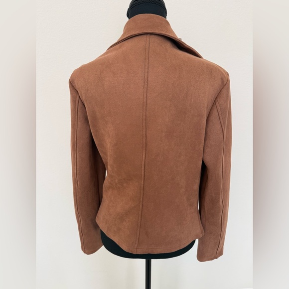 NWT AUTOMET Brown Faux Suede Moto Jacket | Size M | Asymmetrical Zip - Picture 7 of 11